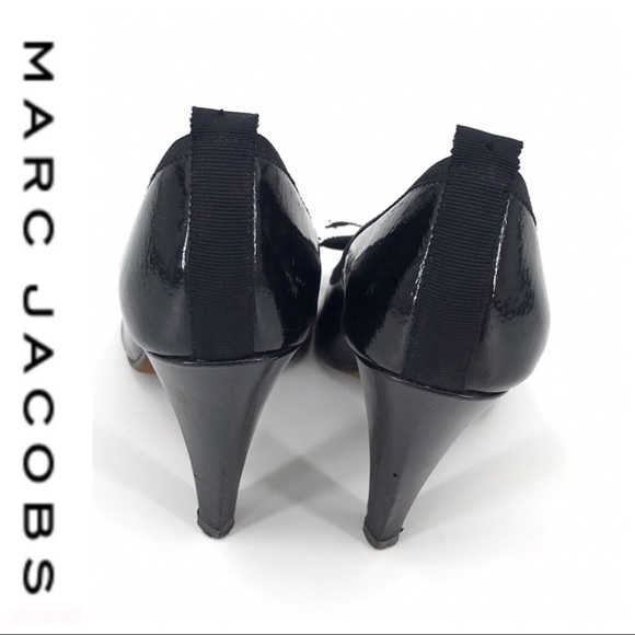 💕SALE💕 Marc Jacobs Black Patten Peep Toe Heels - Picture 5 of 7